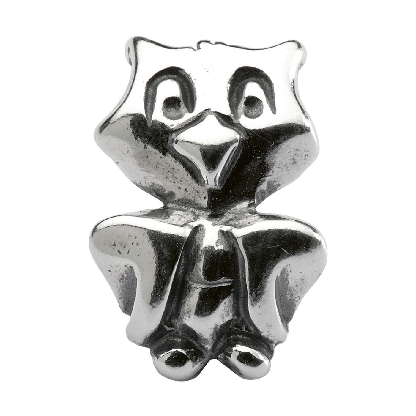 Silver Bead, Owl - 1 piece