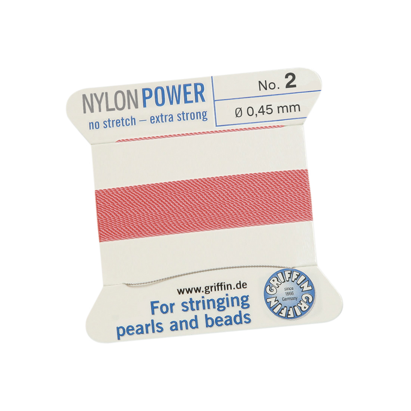 Bead Cord NylonPower, Dark Pink, No. 2 - 2 m