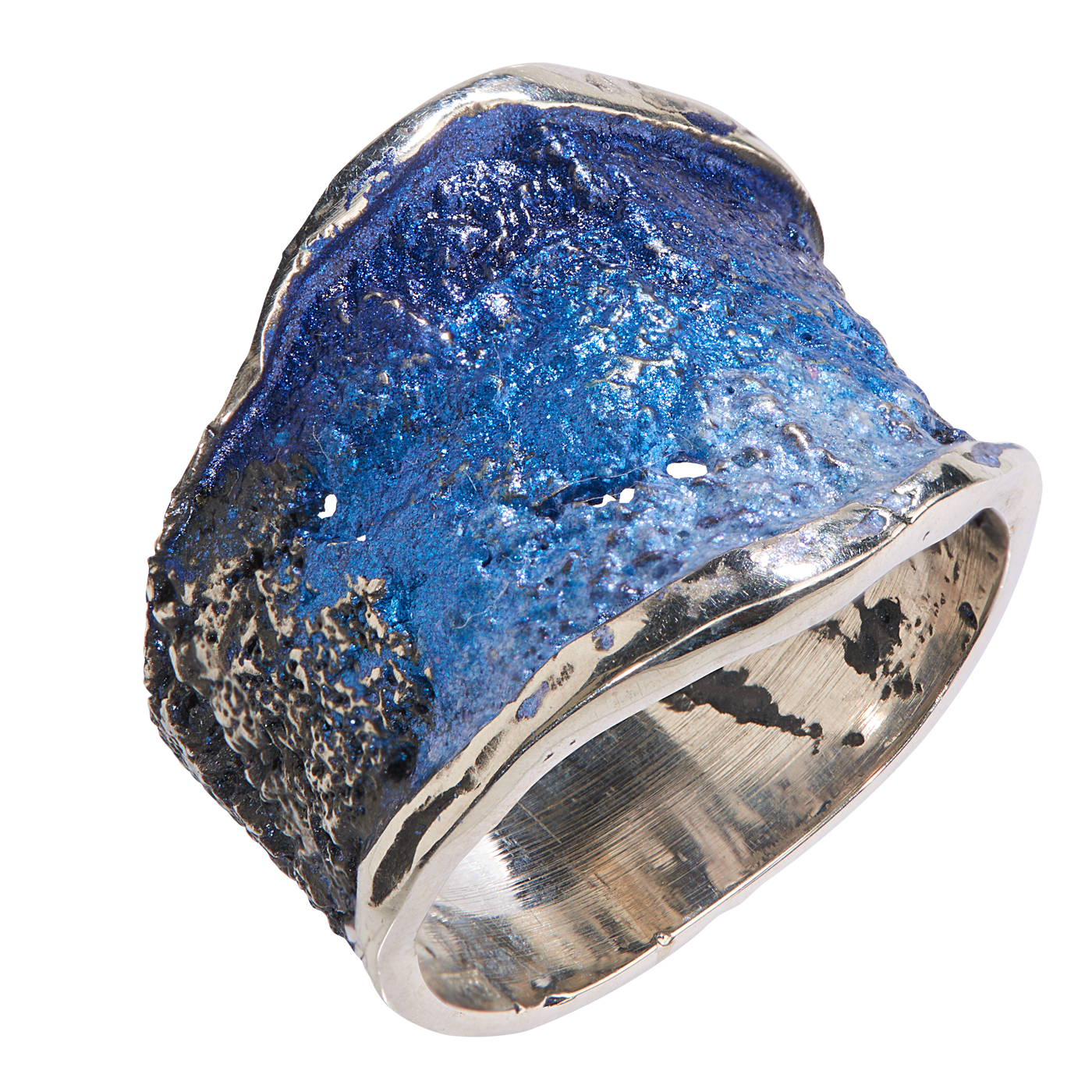 Damenring, 925Ag, W56, Farbpigmente azur - 1 Stück