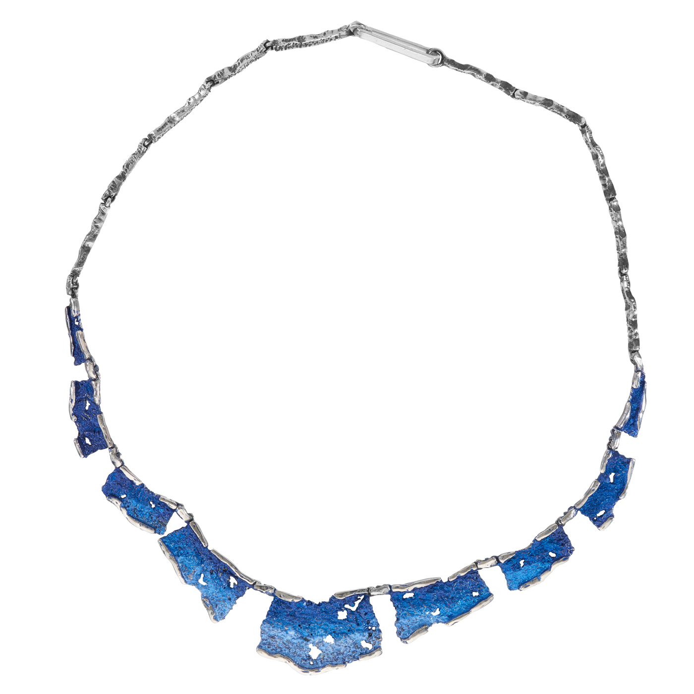 Collier, 925 Ag, ca. 42 cm, Farbpigmente azur - 1 Stück