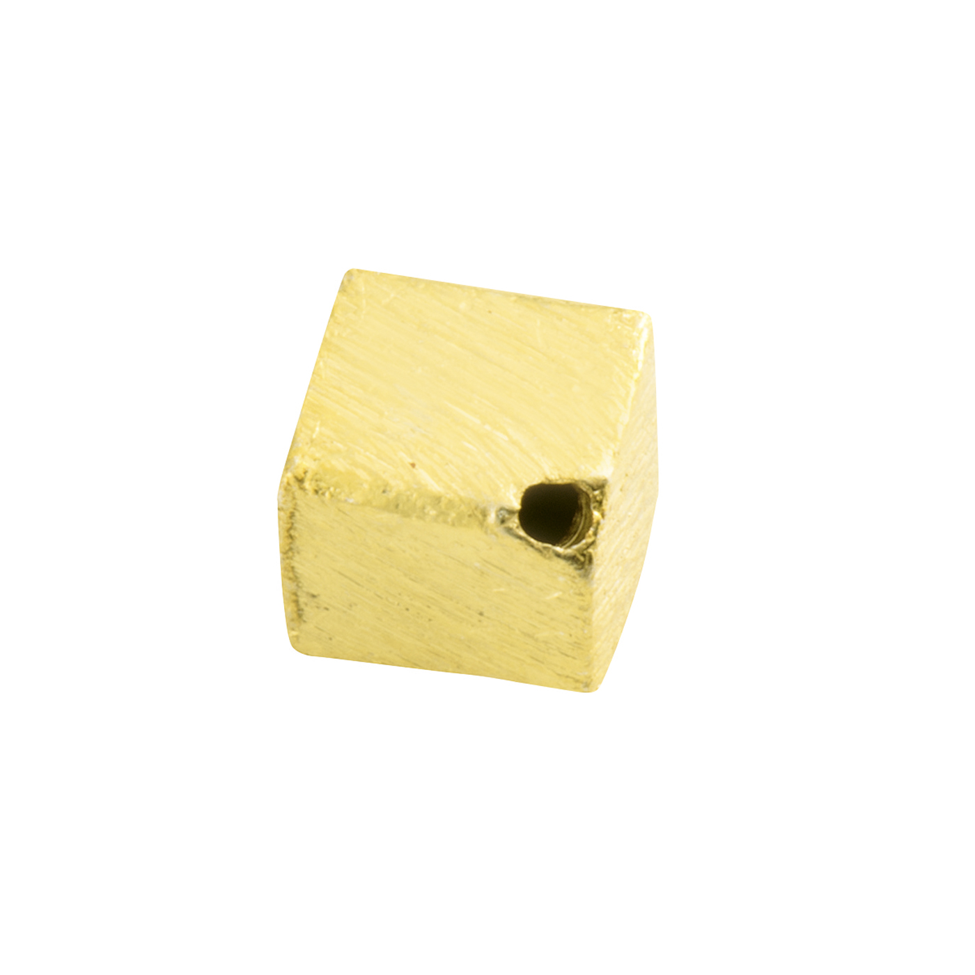 Interm. Piece, Qube, 925Ag Gold-Pl., 6 mm,Pierced Diagonally - 1 piece