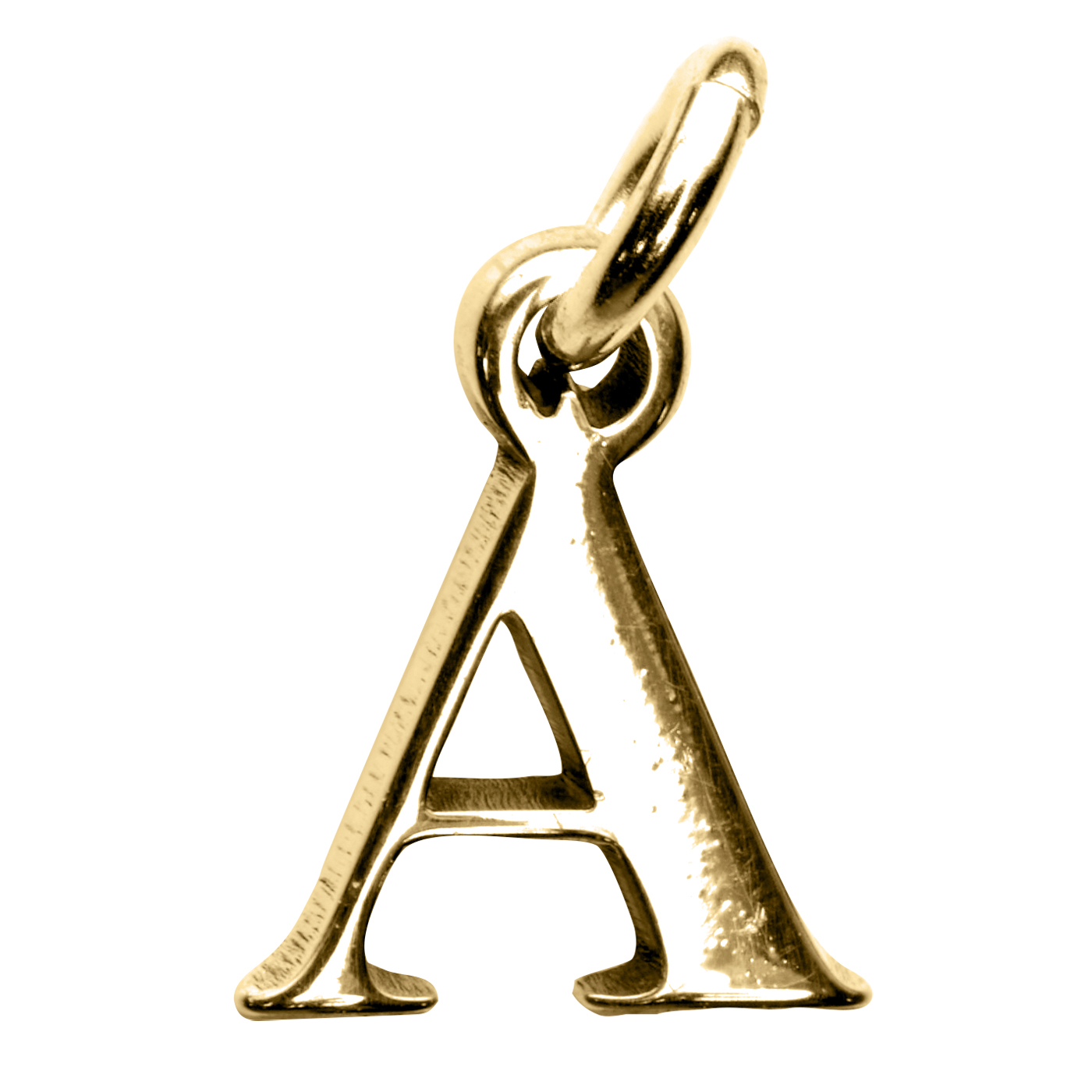 Buchstabe A, 925 Ag vergoldet, 7 mm, mit Öse - 1 Stück Buchstabe A, 925 Ag vergoldet, 7 mm, mit Öse - 1 Stück