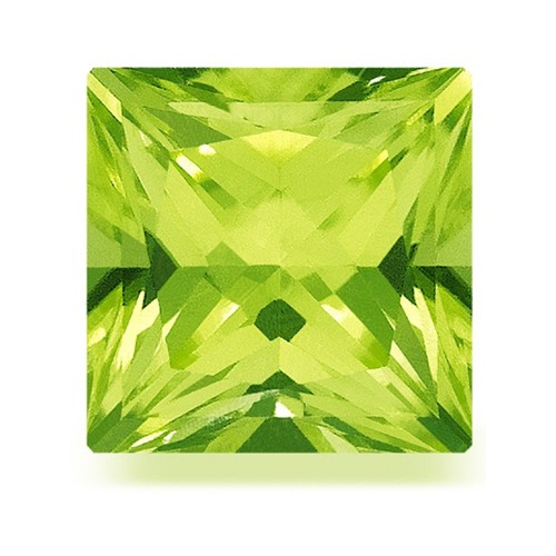 Peridot, Green, 2 x 2, Princess Cut GQ - 1 piece