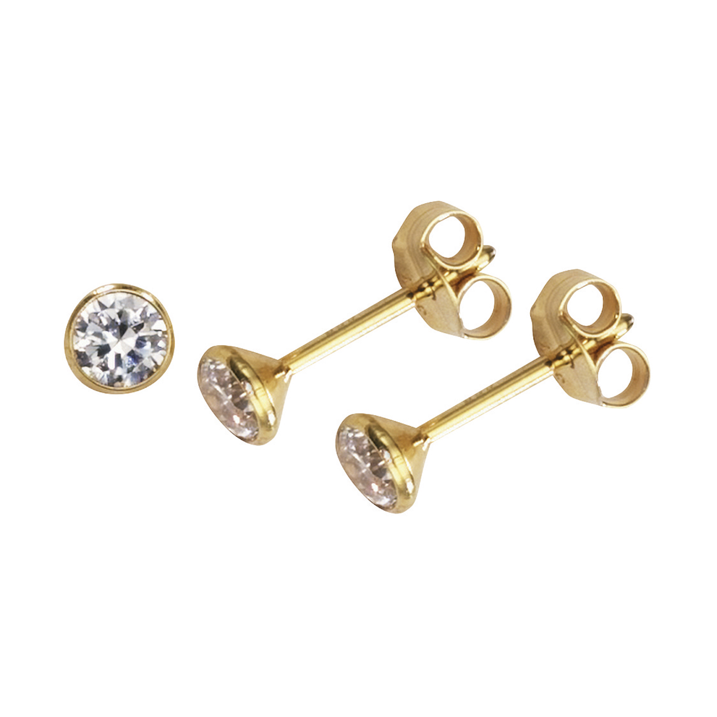 FBM Ohrstecker, 333 G, Zirkonia weiß, ø 4,00 mm - 1 Paar