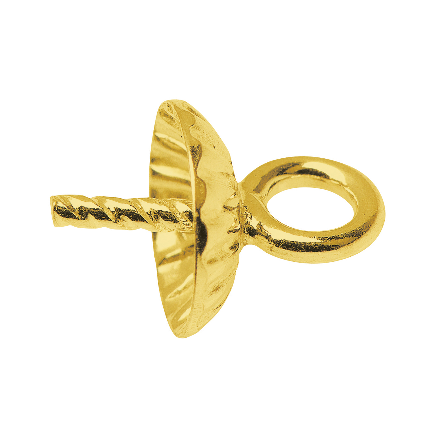 Pearl Cup Pendant, 750G, ø 5 mm, Grooved - 1 piece