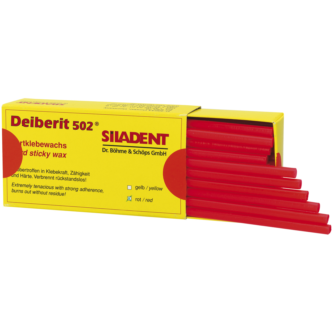 Siladent Dr. Böhme & Schöps Deiberit 502 Hartklebewachs, rot - 50 Stück