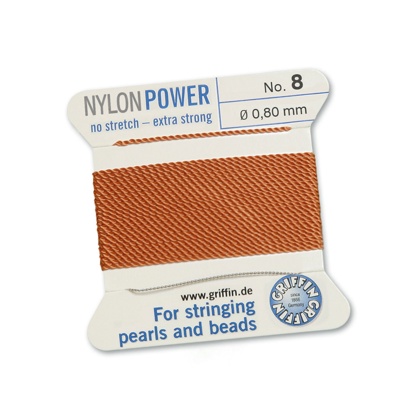 Bead Cord NylonPower, Carnelian, No. 8 - 2 m