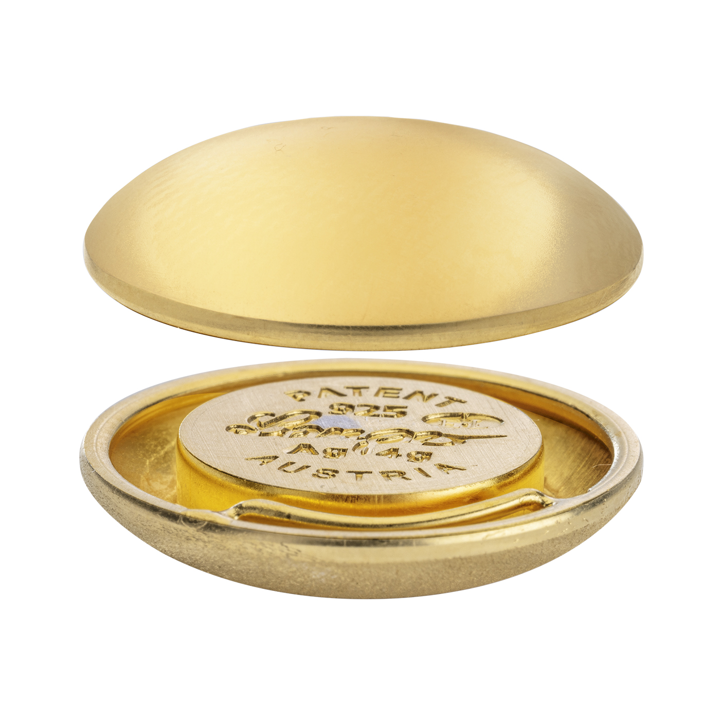 Magnetic Clasp, Discus,925Ag Gold-Pl. Polished/Matt, ø 20 mm - 1 piece