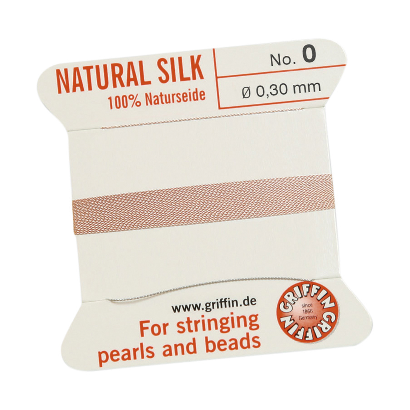 Bead Cord 100% Natural Silk, Light Pink, No. 0 - 2 m