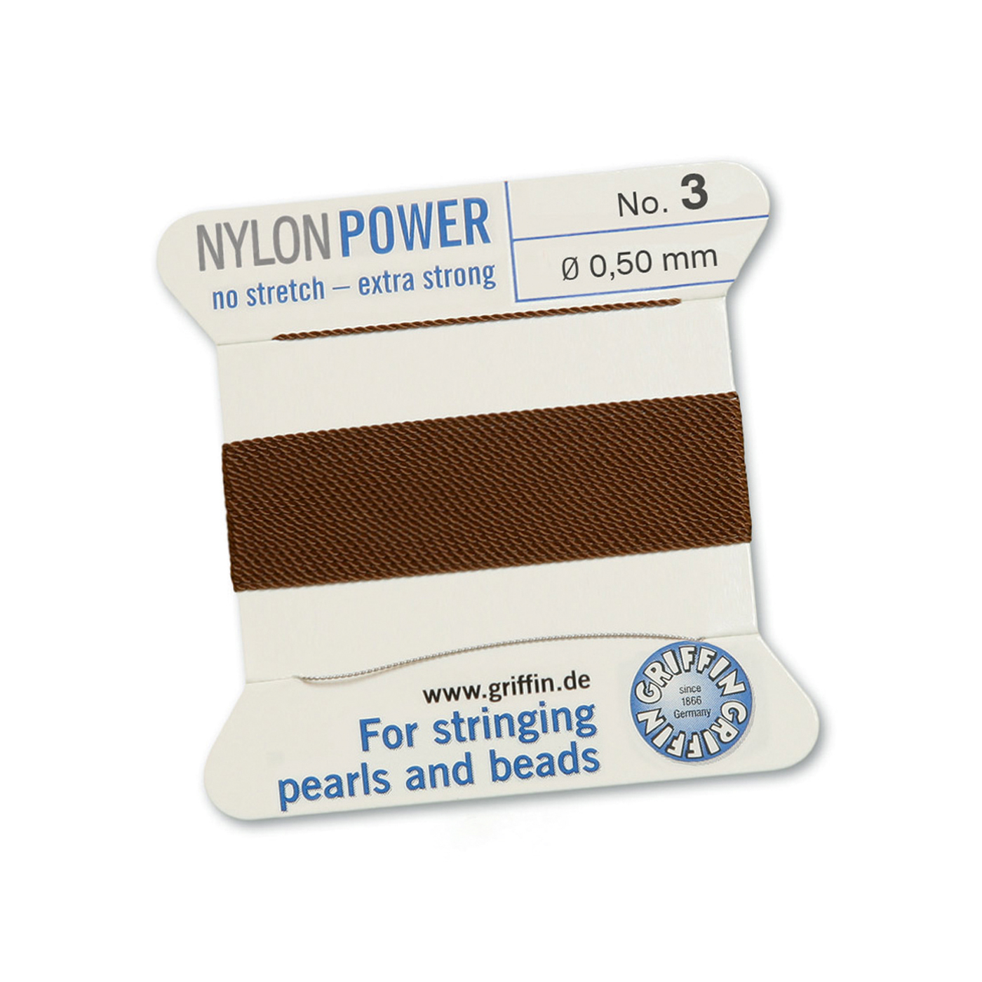 Bead Cord NylonPower, Brown, No. 3 - 2 m