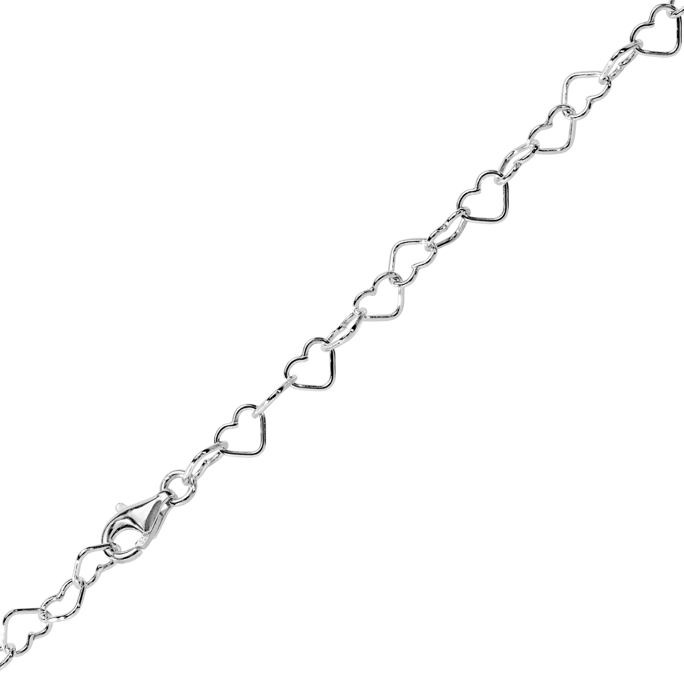 Herzkette, 925 Ag rhodiniert, 4,10 x 3,40 mm, 45 cm - 1 Stück Herzkette, 925 Ag rhodiniert, 4,10 x 3,40 mm, 45 cm - 1 Stück