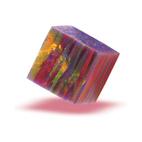 Opal-Imitation, Würfel, rotschwarz, 7 x 7 mm, durchbohrt - 1 Stück