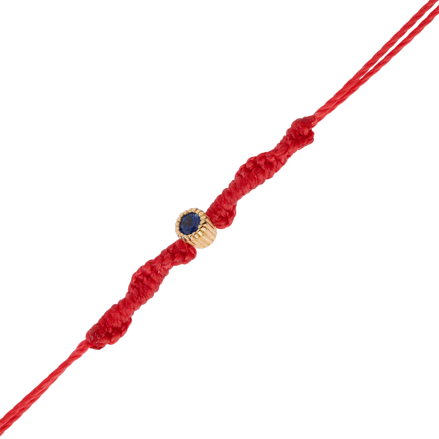 Armband, Seide rot, 19 cm, Zarge 585G, Safir ø-3,0 mm - 1 Stück