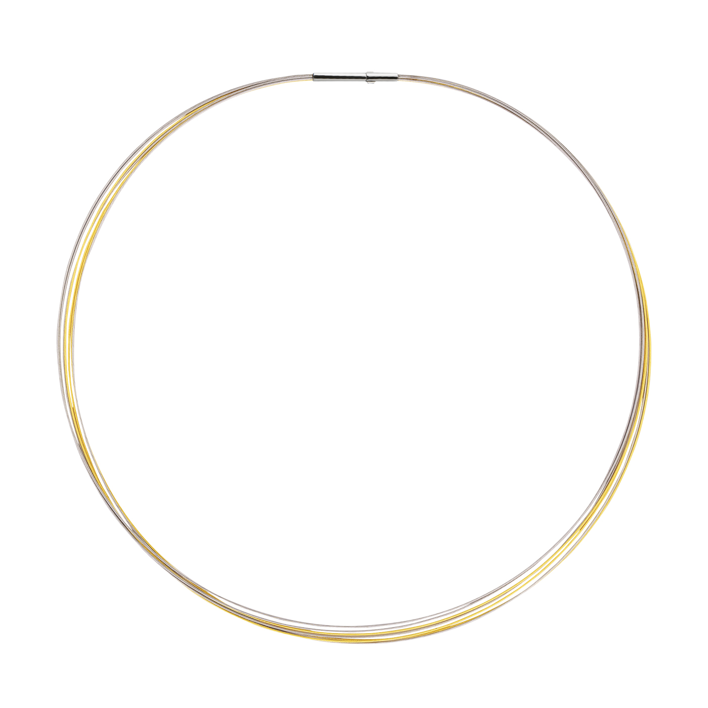 Rope Necklace, 7 Rows, Bicolour, Double Clip, ø 0.5 mm, 45cm - 1 piece