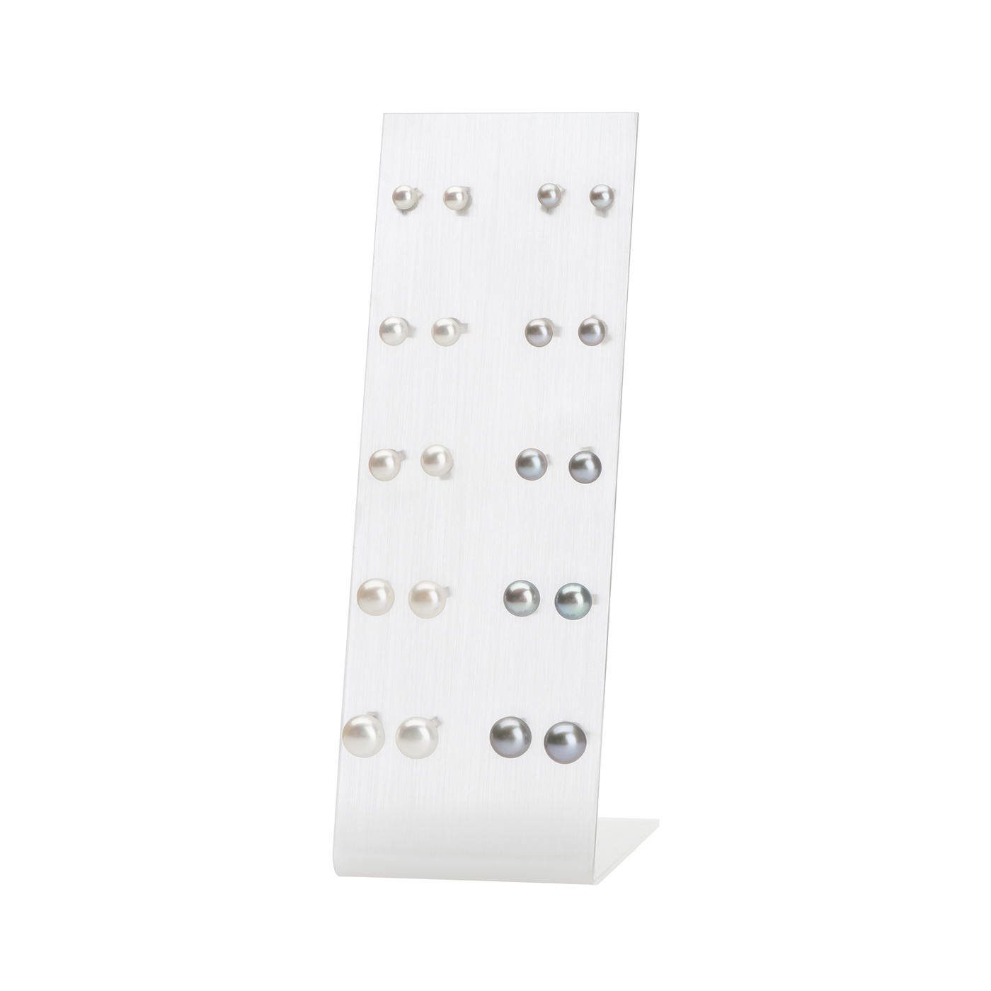 Pearl Ear Stud with Display, White/Silver - 1 assortment