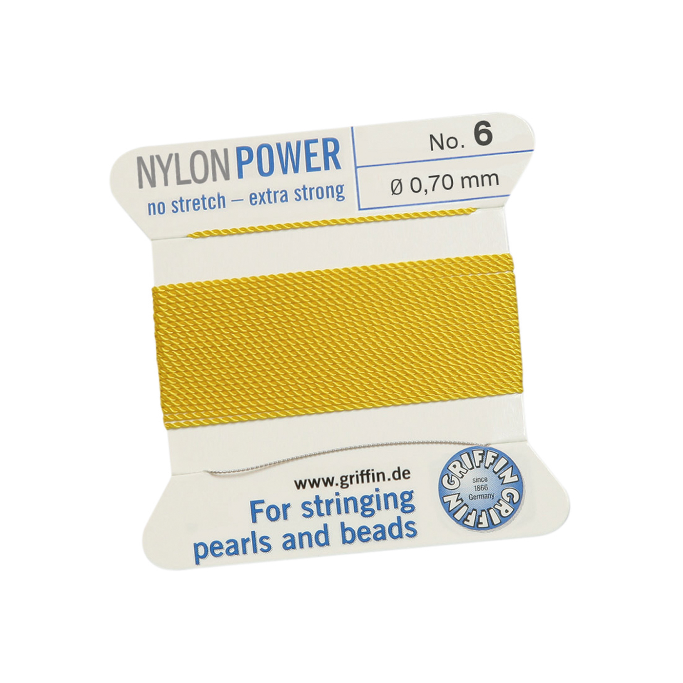 Bead Cord NylonPower, Light Yellow, No. 6 - 2 m