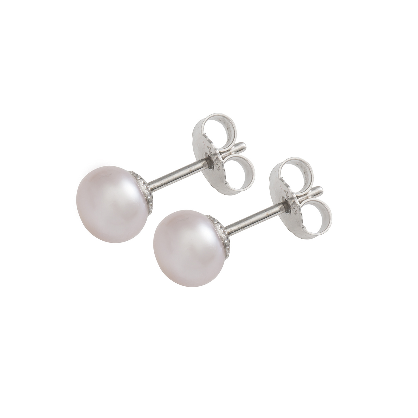Earrings Freshwater Pearls Natural, 925Ag, Pearl-ø 6-7 mm - 1 pair