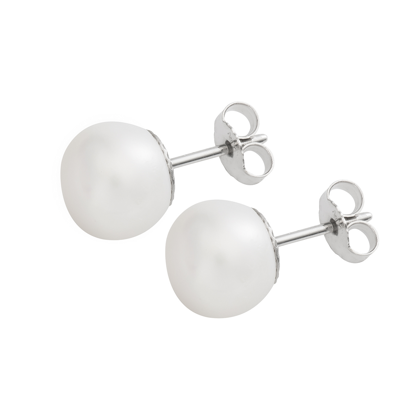 Earrings Freshwater Pearls White, 925Ag, Pearl-ø 10-11 mm - 1 pair