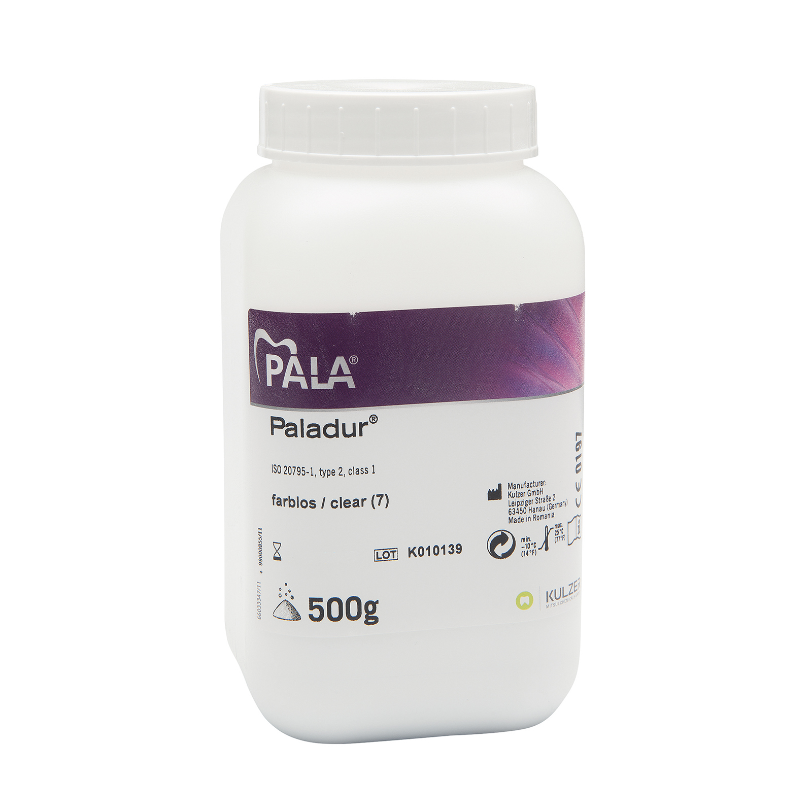 Paladur Denture Resin, Powder, colorless - 500 g