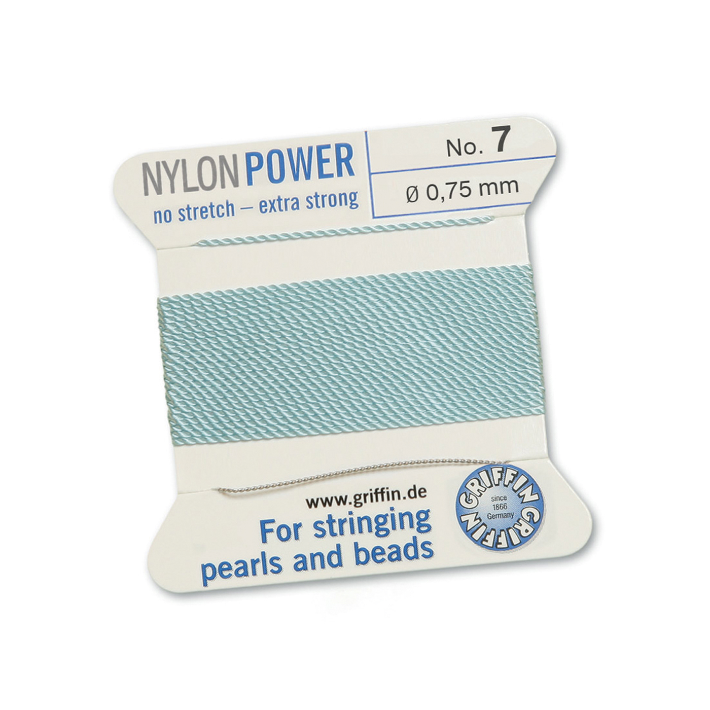 Bead Cord NylonPower, Turquoise, No. 7 - 2 m