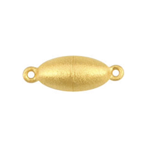 Langer Magnetschließen Magnetschließe, 925 Ag vergoldet, Olive, ø 8 mm, mattiert - 1 Stück