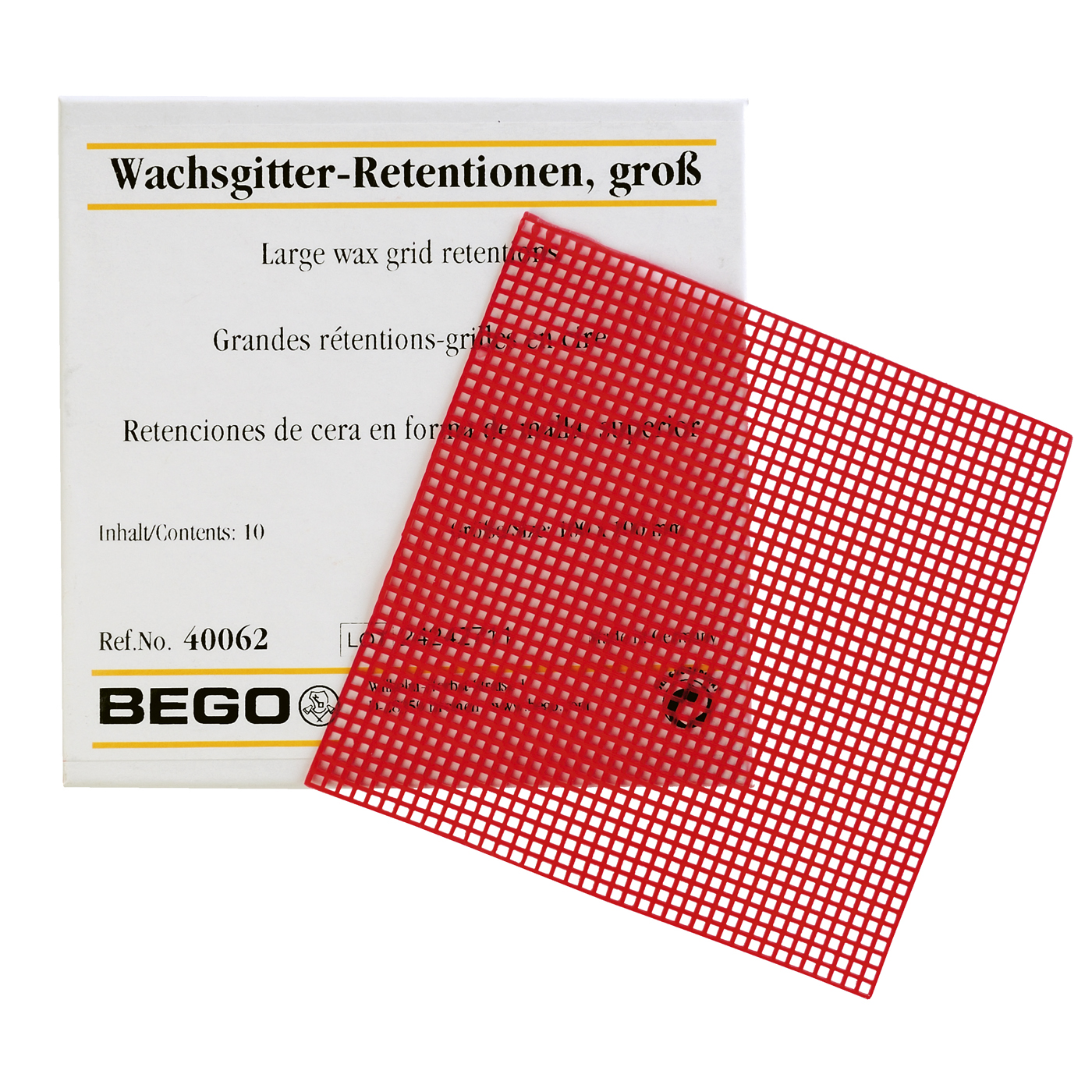 Bego Wachsgitter-Retentionen, 100 x 100 mm - 10 Stück