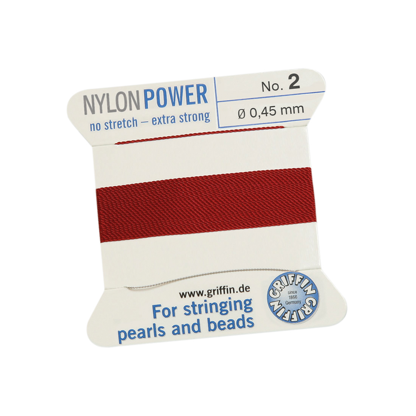 Bead Cord NylonPower, Garnet Red, No. 2 - 2 m