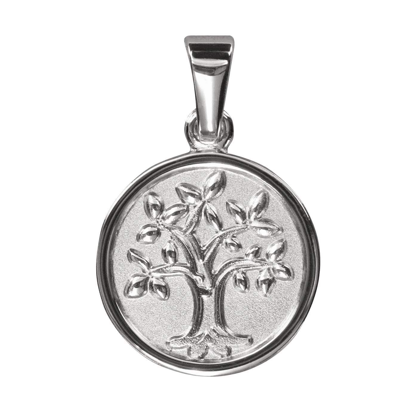 Anhänger "Lebensbaum", 925 Ag rhodiniert, rund, 12 mm - 1 Stück Anhänger "Lebensbaum", 925 Ag rhodiniert, rund, 12 mm - 1 Stück