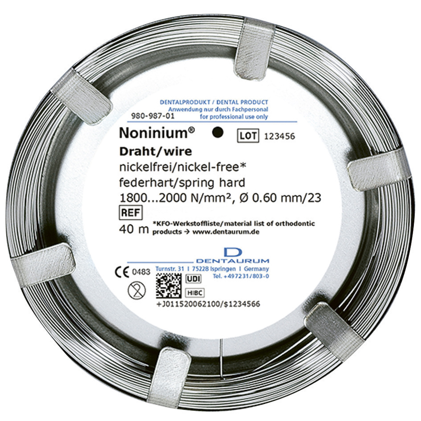 Dentaurum Noninium Rollendraht, ø 0,6 mm, 40 m, federhart - 40 m