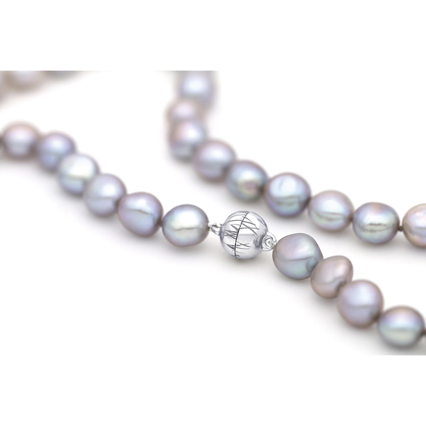 Langer Magnetschließen Magnetschließe "Grass", 925 Ag rhod., Kugel, ø 8 mm, pol. - 1 Stück