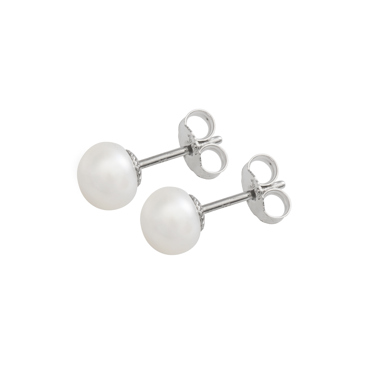 Earrings Freshwater Pearls White, 925Ag, Pearl-ø 7-8 mm - 1 pair