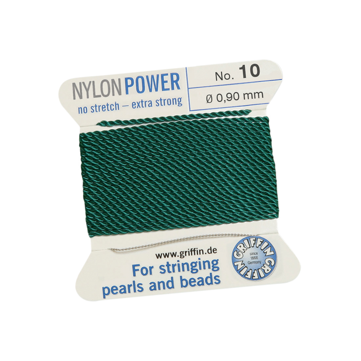 Bead Cord NylonPower, Green, No. 10 - 2 m