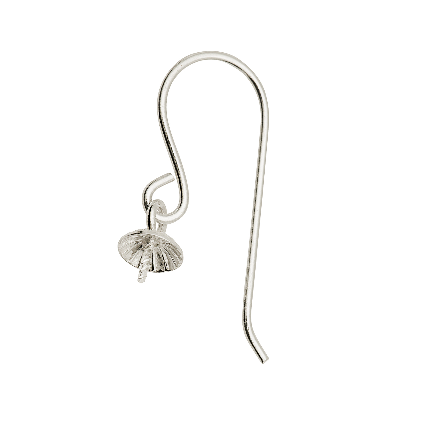 Ear Hook with Pearl Pendant, 750WG, Pearl Cup ø 4 mm - 1 piece