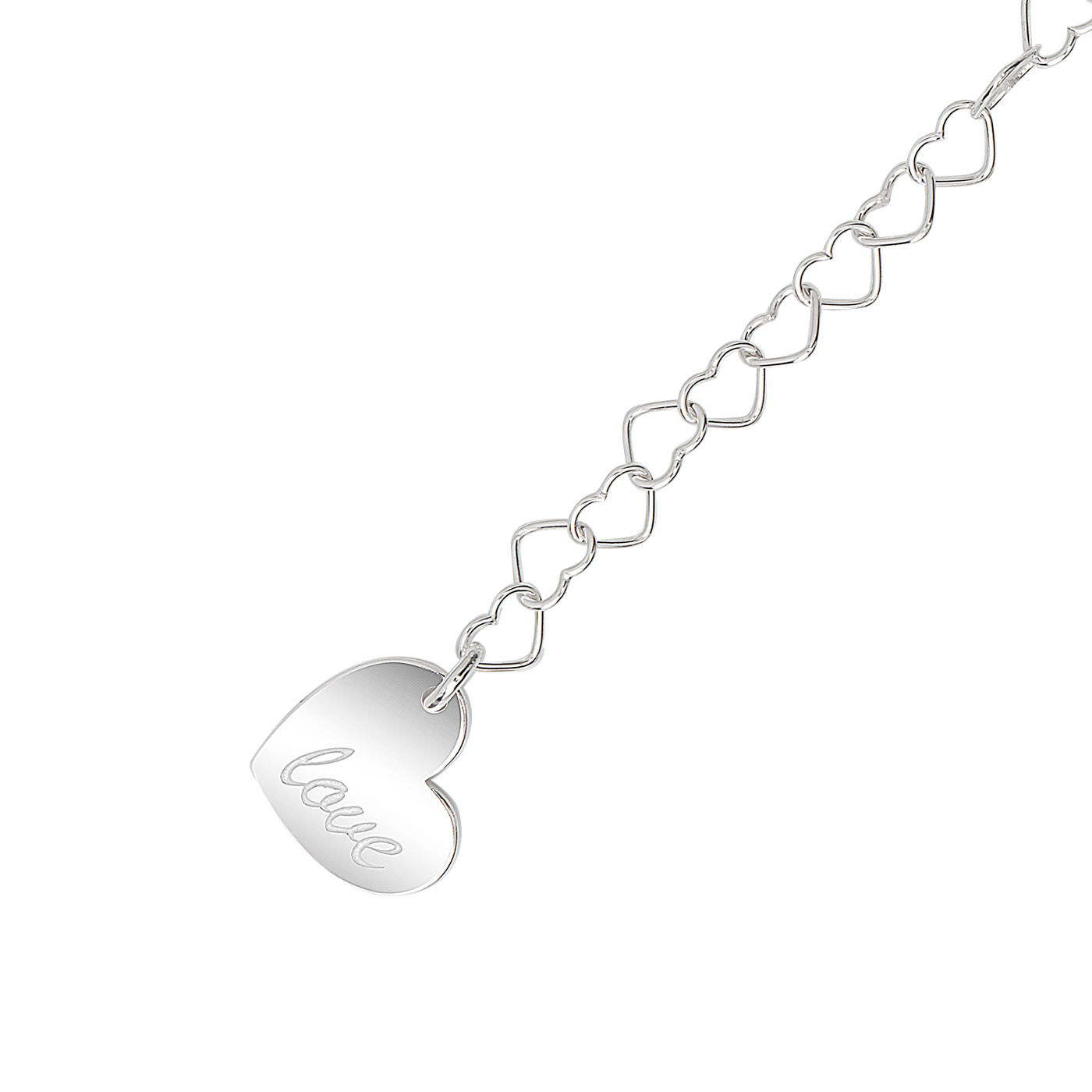 Fußkette Herzgliederung, 925 Ag, 25 cm - 1 Stück Fußkette Herzgliederung, 925 Ag, 25 cm - 1 Stück