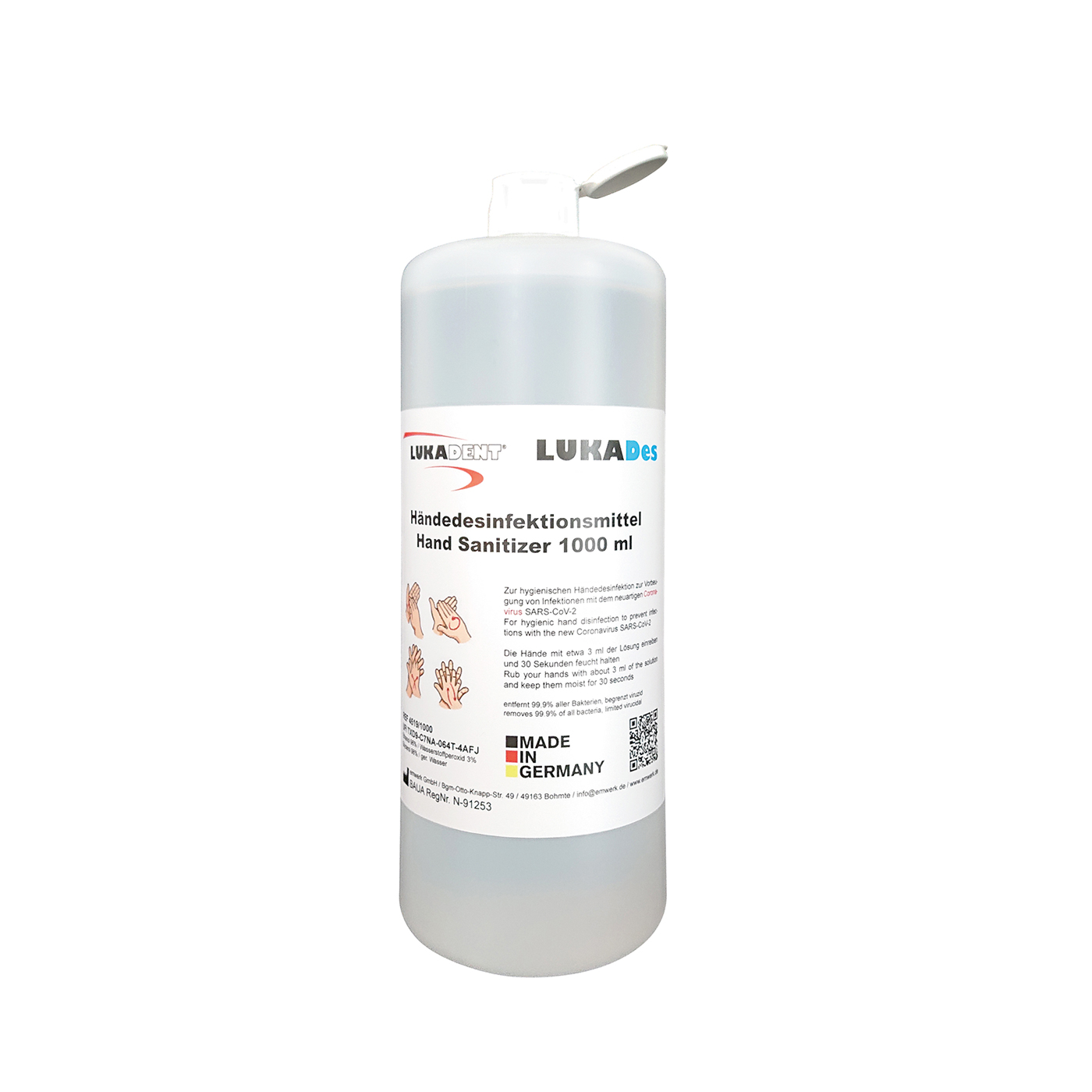 LukaDes Hand Disinfection - 6 x 1000 ml