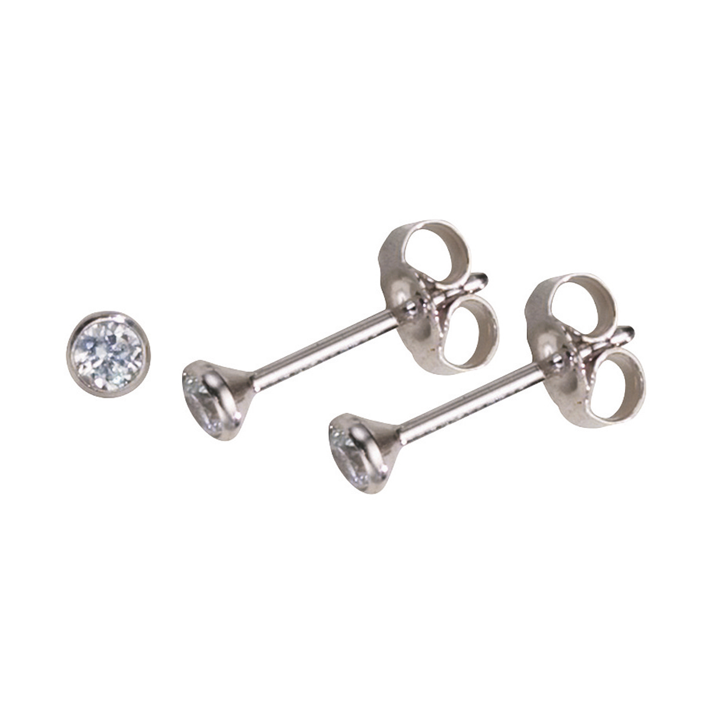 FBM Ohrstecker, 925 Ag, Zirkonia weiß, ø 3,00 mm - 1 Paar
