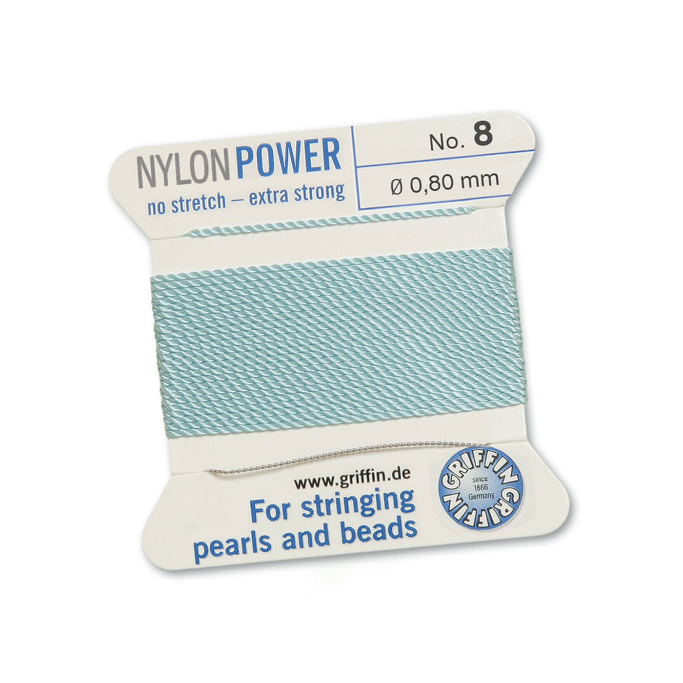 Bead Cord NylonPower Perlseide, türkis, Nr. 8 - 2 m