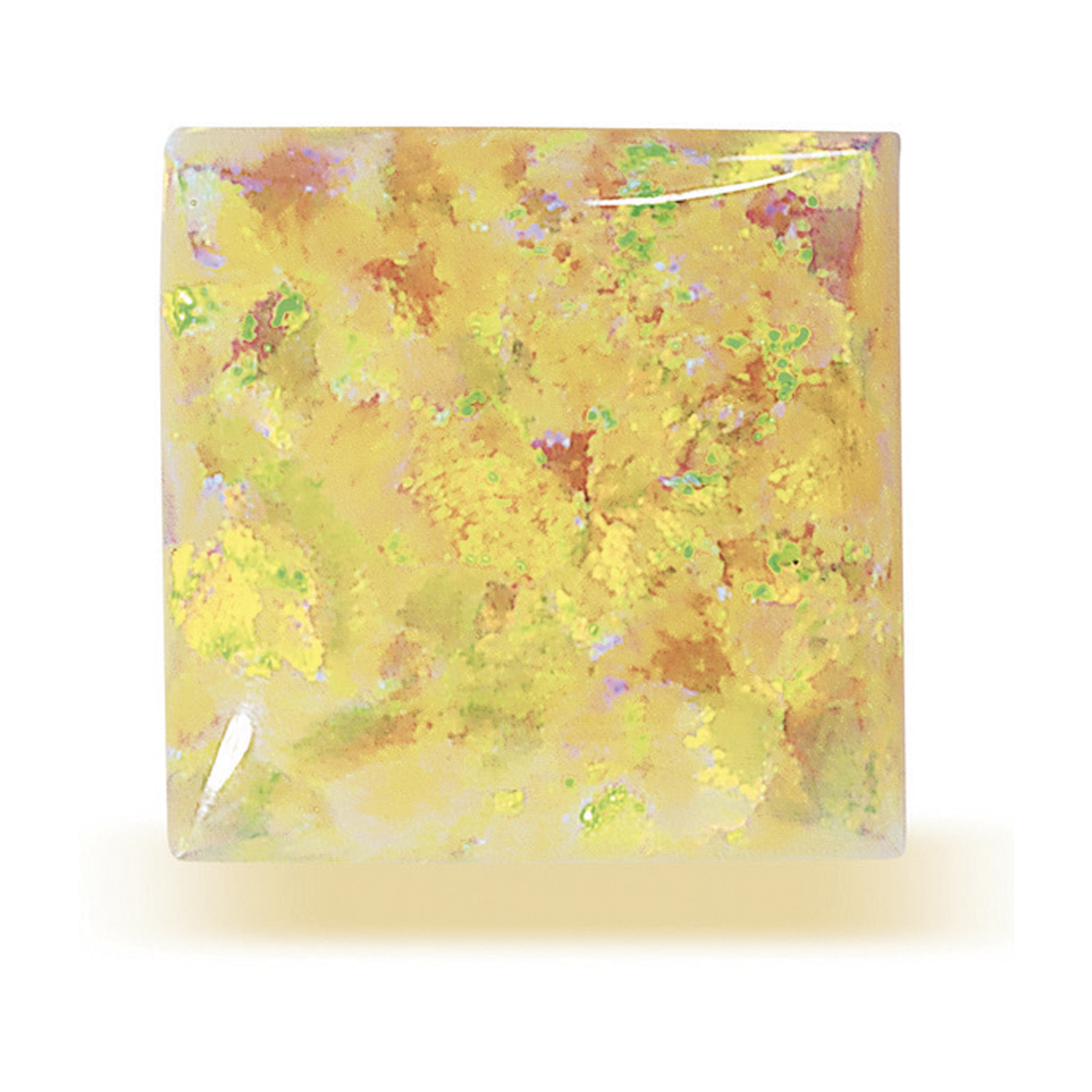 Opal-Imitation, carré, Cabochon, gelb, 6 x 6 mm - 1 Stück