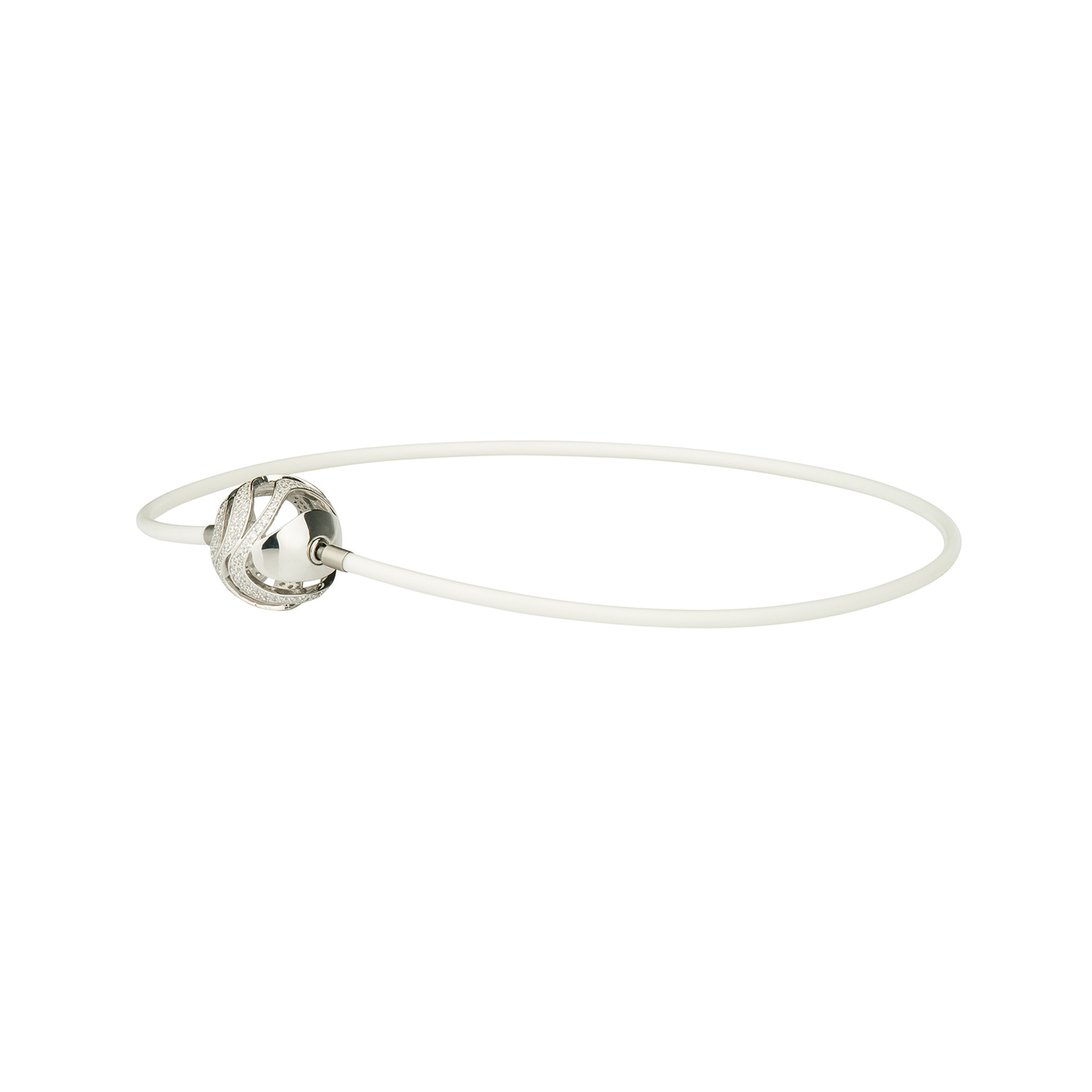 Interch. Clasp, Ball, 925Ag Rhod.-Plated,ø 21mm,196 Zirconia - 1 piece