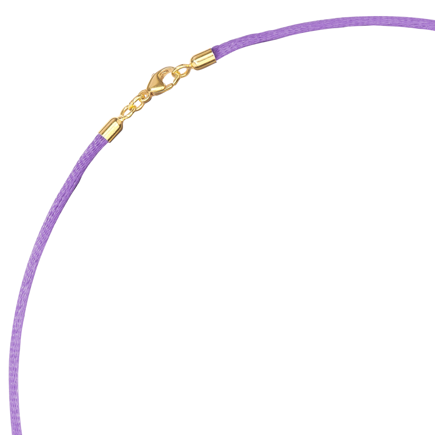 Satinband, 42 cm, ø 2 mm, lila, mit Karabiner 925 Ag verg. - 42 cm