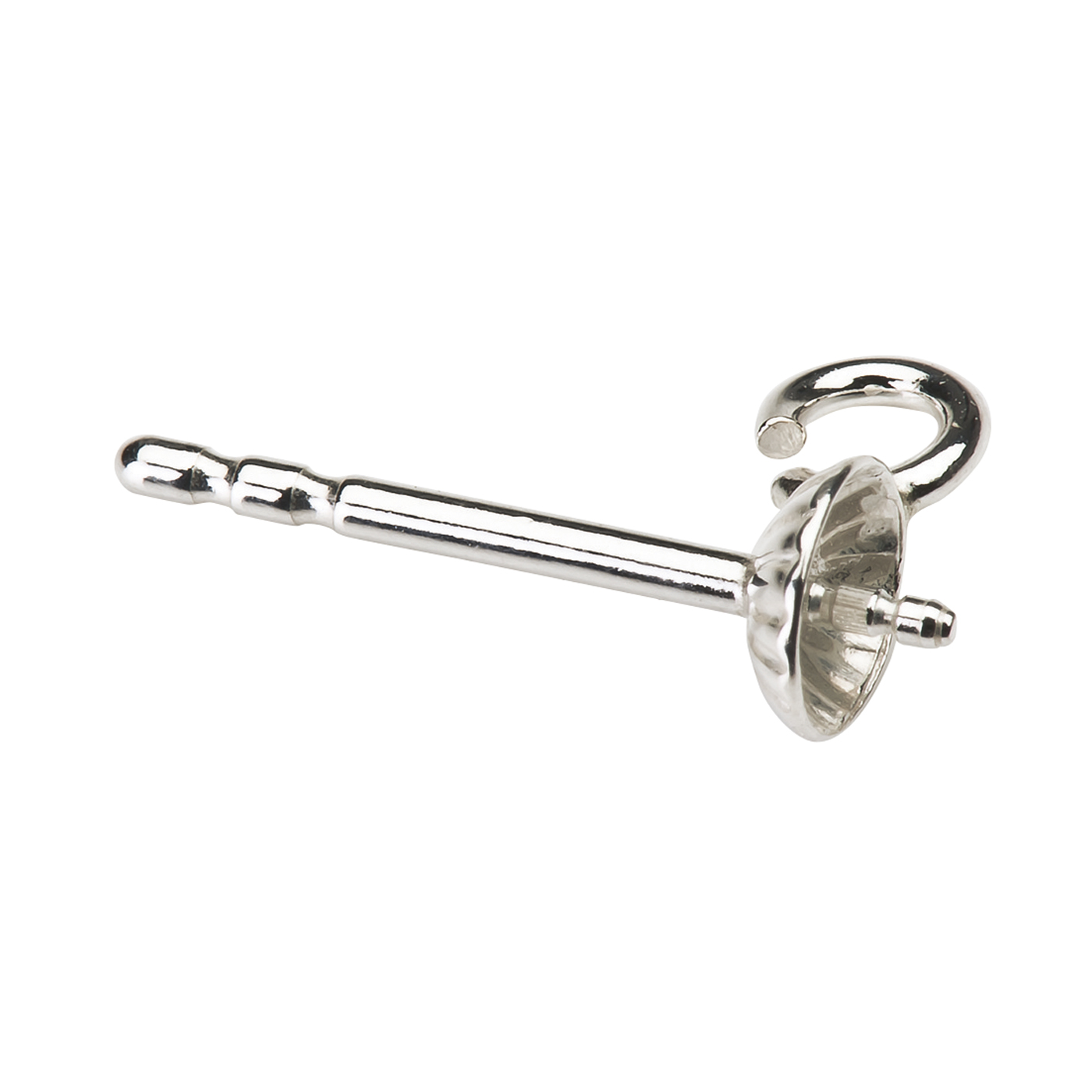 Ear Stud, 925Ag, ø 5 mm, with Pearl Cup Grooved and Lug - 1 piece