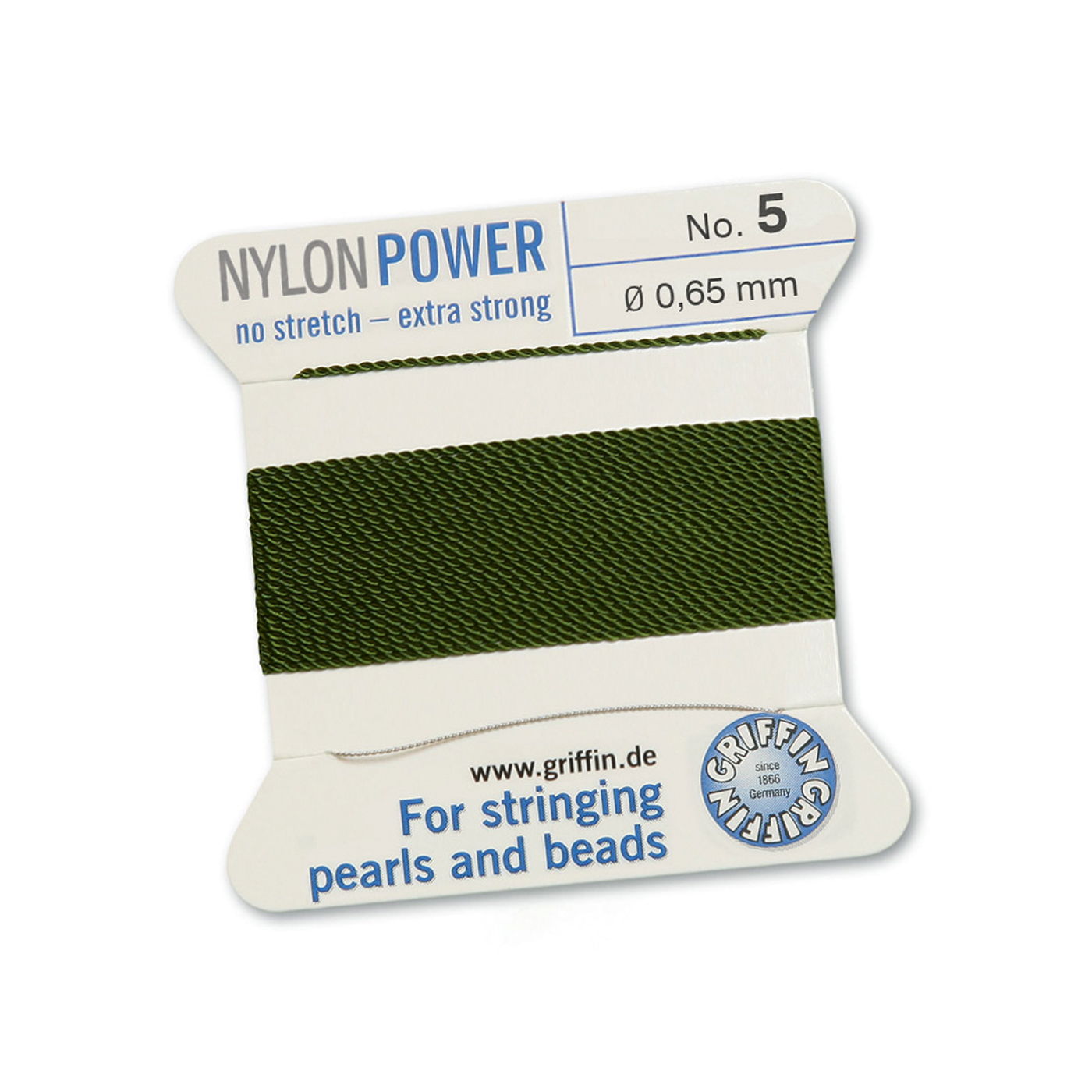 Bead Cord NylonPower Perlseide, olivgrün, Nr. 5 - 2 m