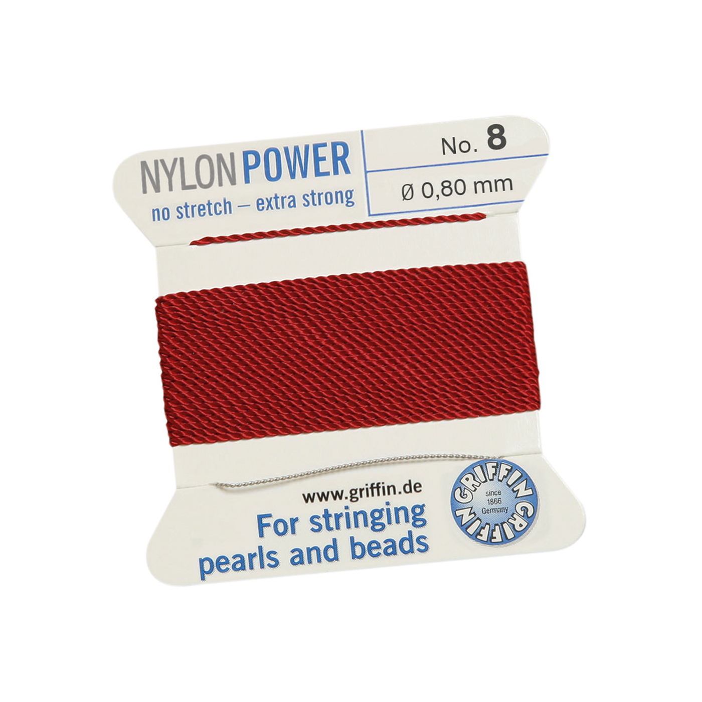 Bead Cord NylonPower, Garnet Red, No. 8 - 2 m
