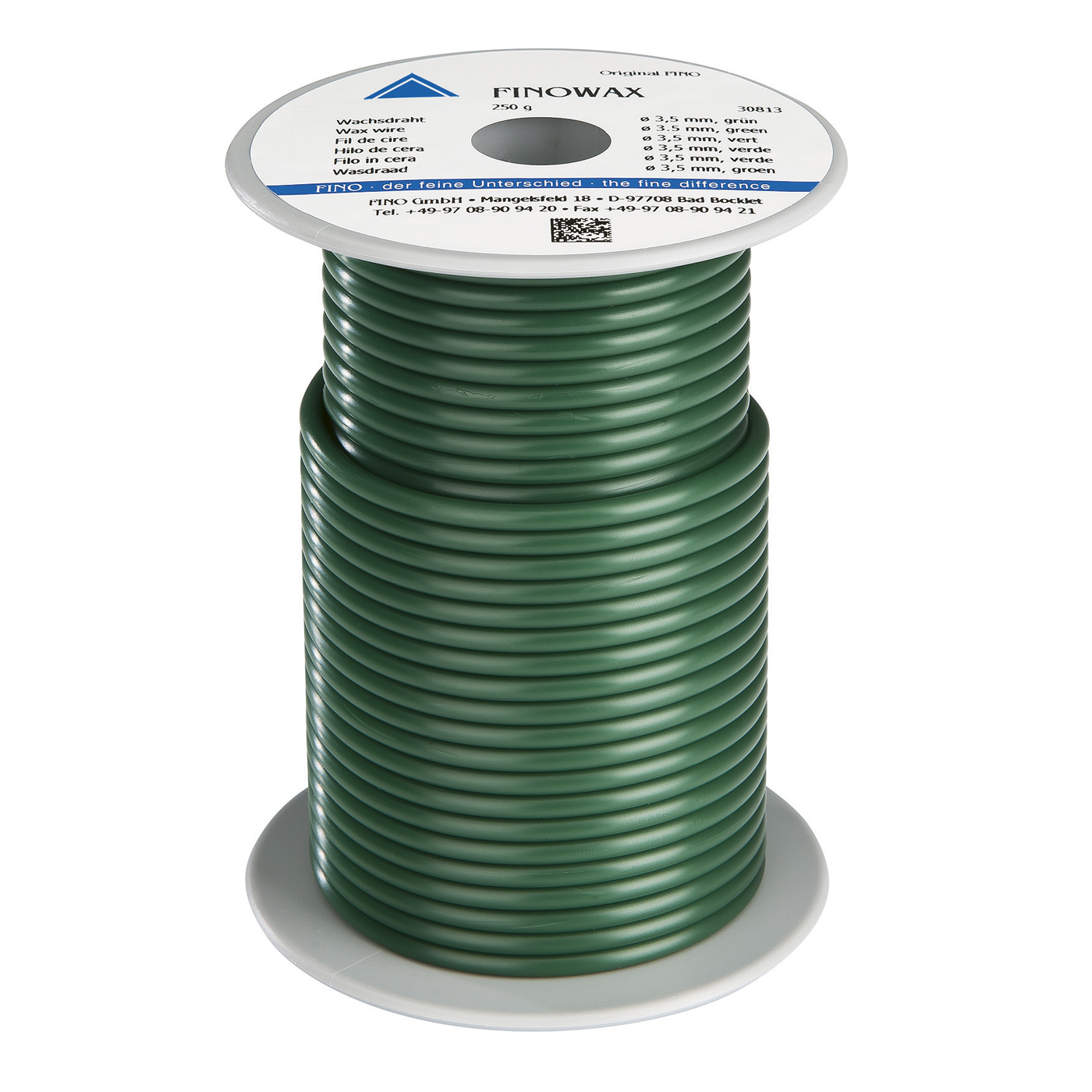 FINOWAX Wax Wire, ø 3.5 mm, Medium Hard, Green - 250 g