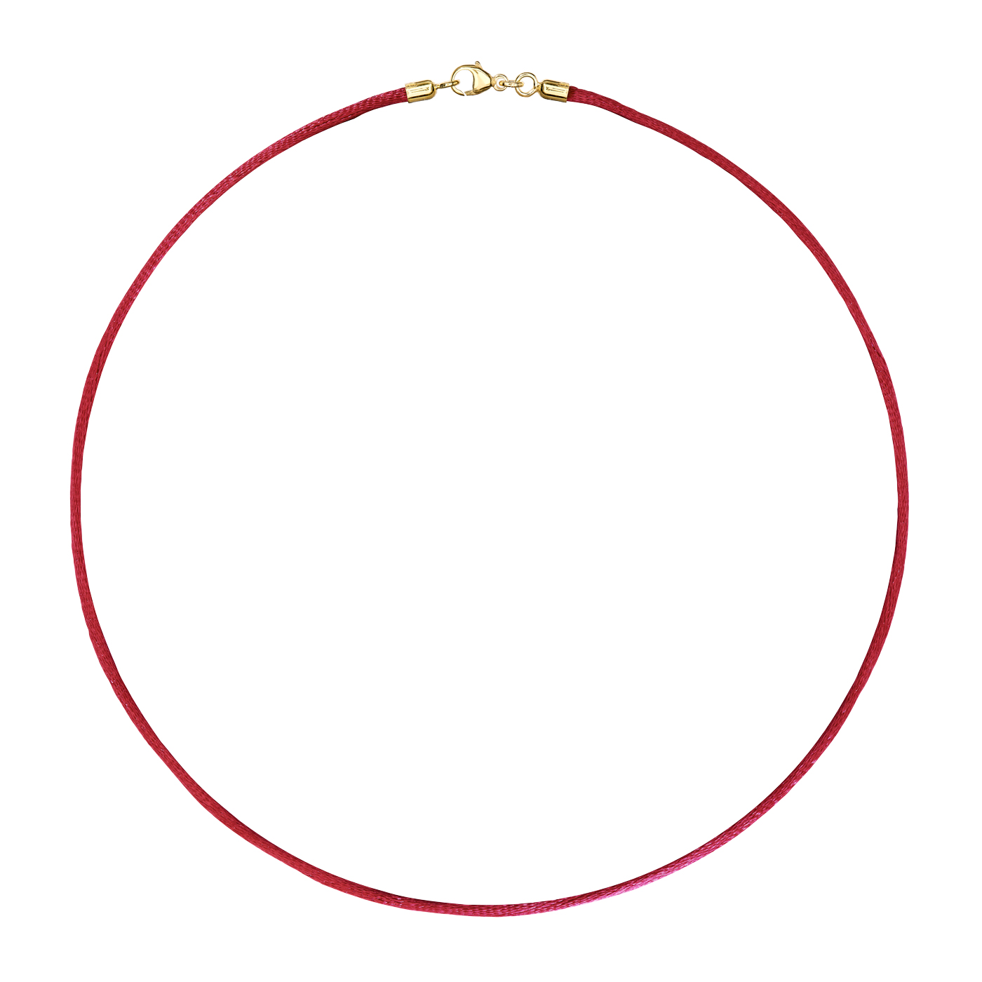 Satinband, 42 cm, ø 2 mm, burgundy, m. Karabiner 925 Ag verg - 42 cm