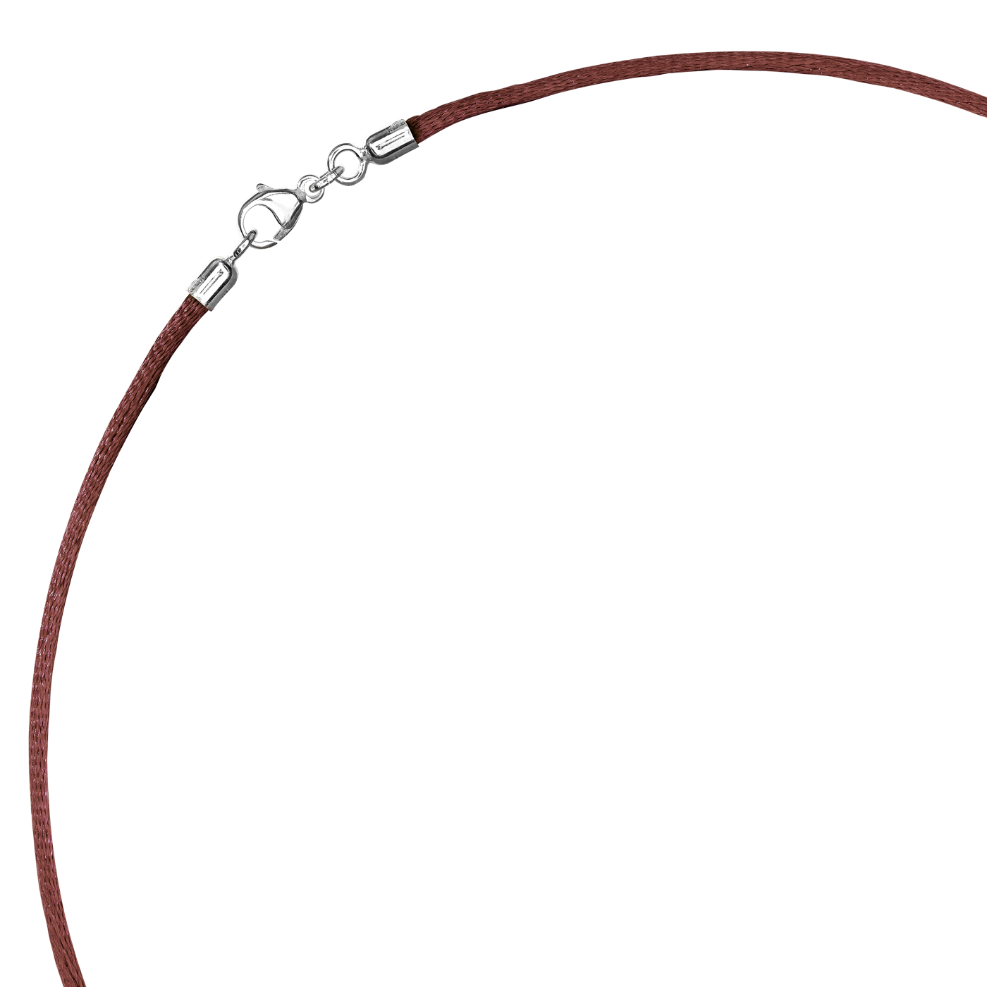 Satinband, 42 cm, ø 2 mm, braun, mit Karabiner 925 Ag rhod. - 42 cm Satinband, 42 cm, ø 2 mm, braun, mit Karabiner 925 Ag rhod. - 42 cm