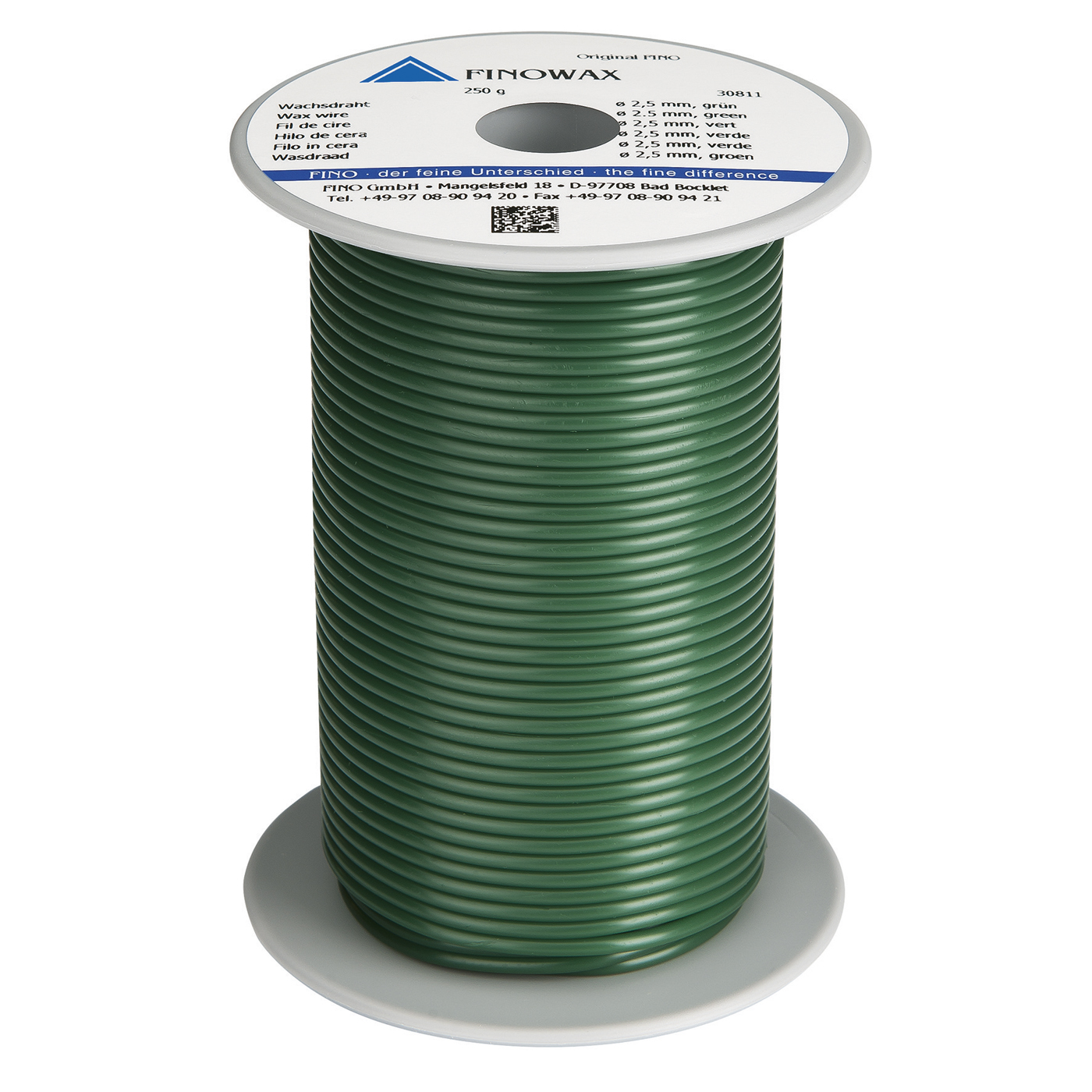 FINOWAX Wax Wire, ø 2.5 mm, Medium Hard, Green - 250 g