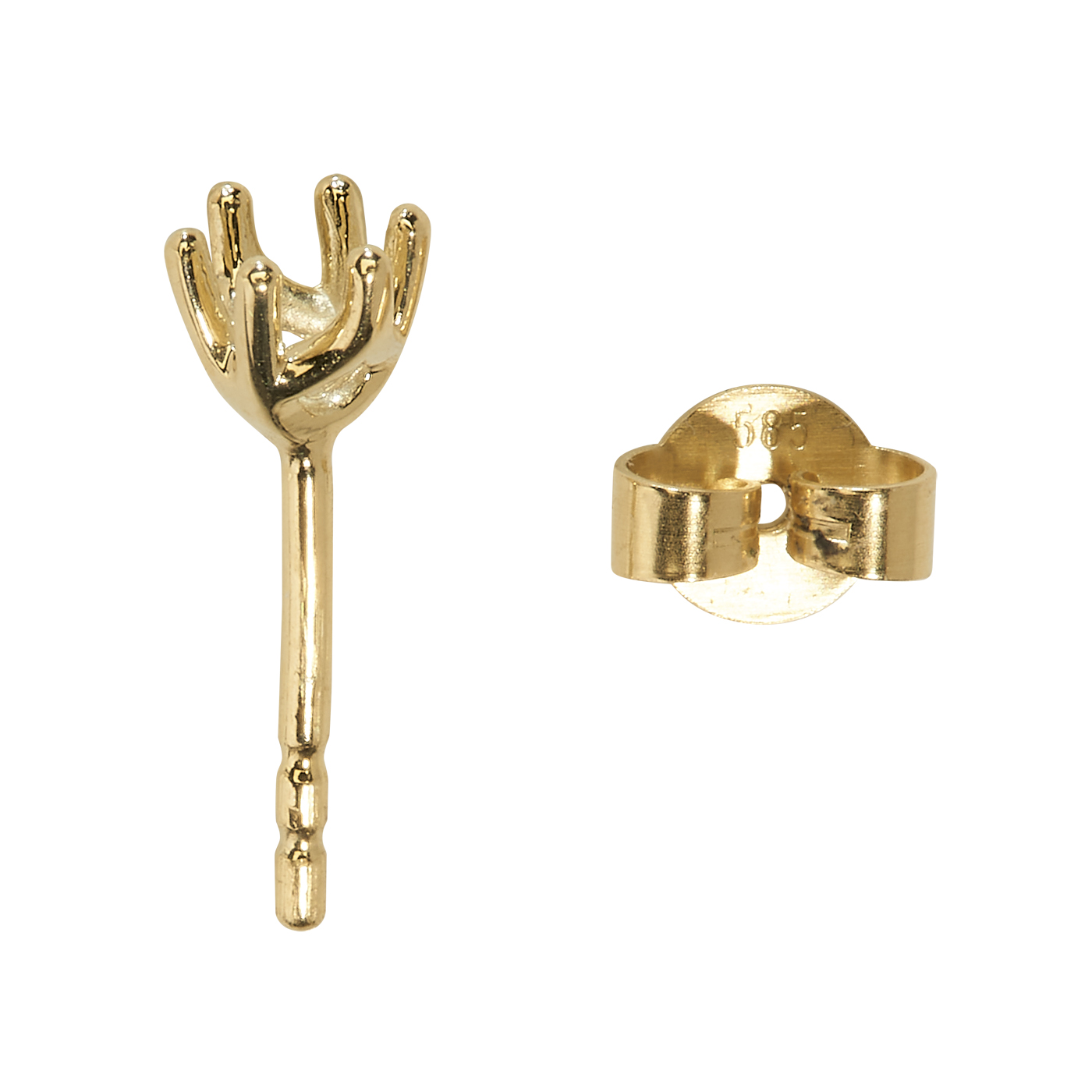 Chaton-Ohrstecker, 585 G, Stein-ø 5,1 mm, 6 Krappen, konisch - 1 Paar Chaton-Ohrstecker, 585 G, Stein-ø 5,1 mm, 6 Krappen, konisch - 1 Paar