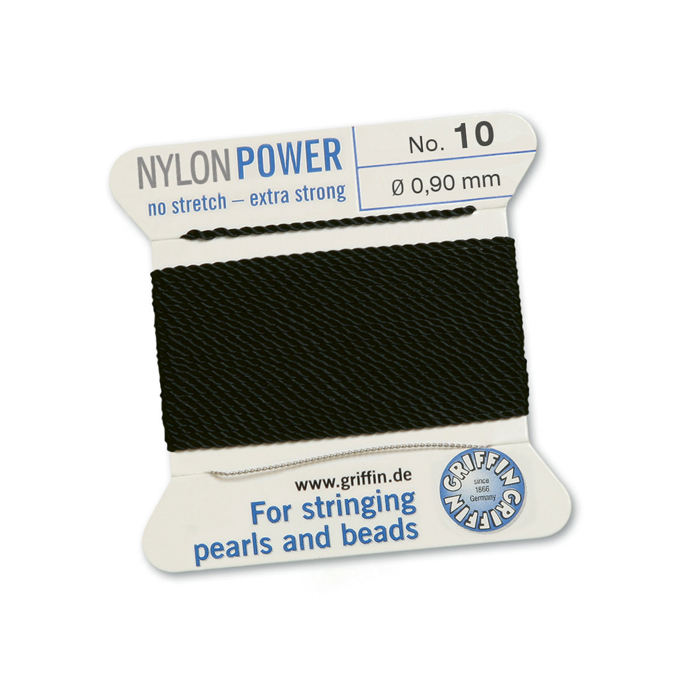 Bead Cord NylonPower, Black, No. 10 - 2 m