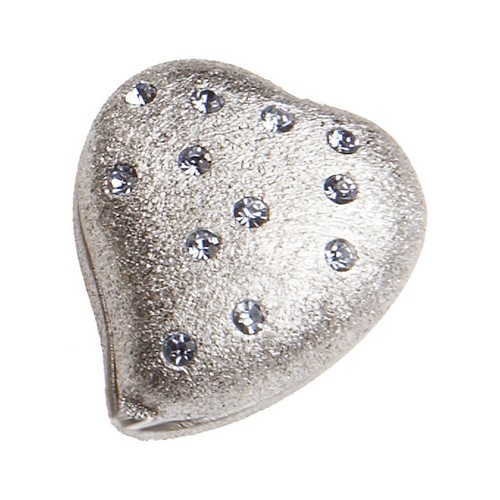 Lenk Design Magnetschließe, 925 Ag rhod., Herz, 18 x 20 mm, Zirkonia - 1 Stück